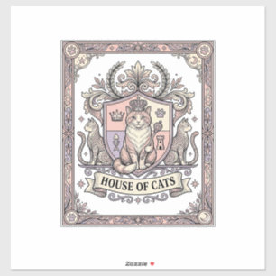 Katt Hus Katt Heraldik Vapen Sköld Vintage Klistermärken