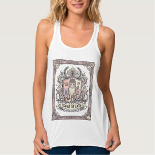 Katt Hus Katt Heraldik Vapen Sköld Vintage Linne Med Racerback