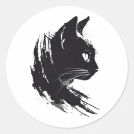 Katt Huvud Runt Klistermärke