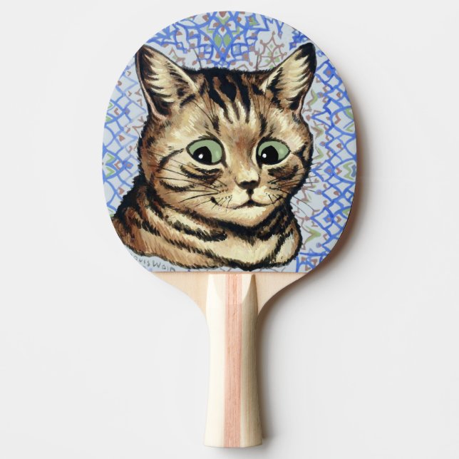 Katt huvud teckning av Louis Wain  Pingisracket (Framsidan)