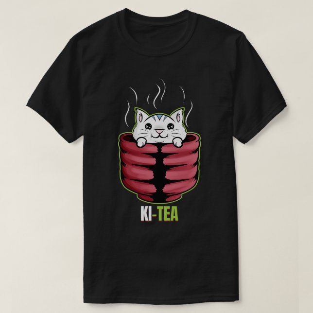 Katt i A Kopp med Hett under paus T Shirt (Design framsida)