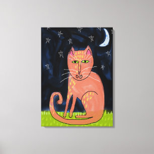 Katt i Abstrakten Moonlight Canvastryck