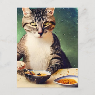 Katt i AI-genererad AI-konst i rymden Vykort