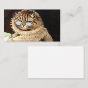 Katt i arbete med glasögon från Louis Wain Visitkort