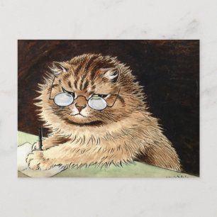 Katt i arbete med glasögon från Louis Wain Vykort
