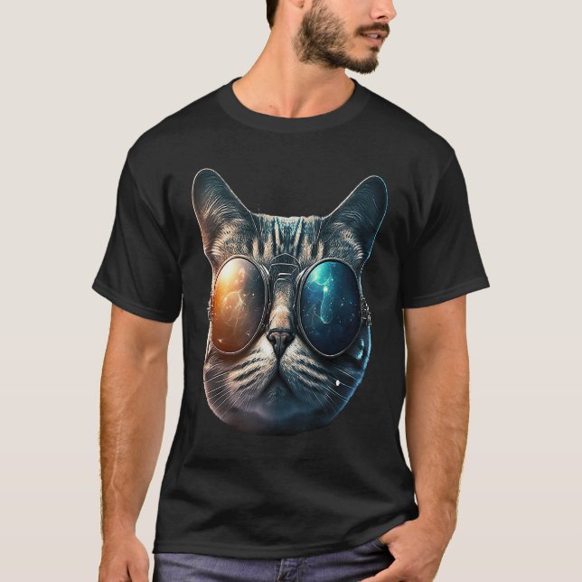 Katt i Aviator Solglasögon Cool Katt Luffig Semest T Shirt (Framsida)