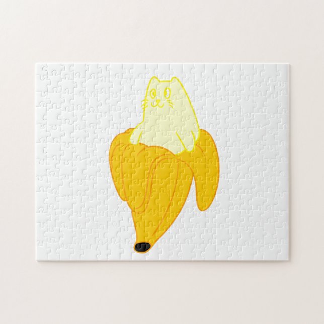 Katt i banan - välj bakgrund färg pussel (Horisontell)