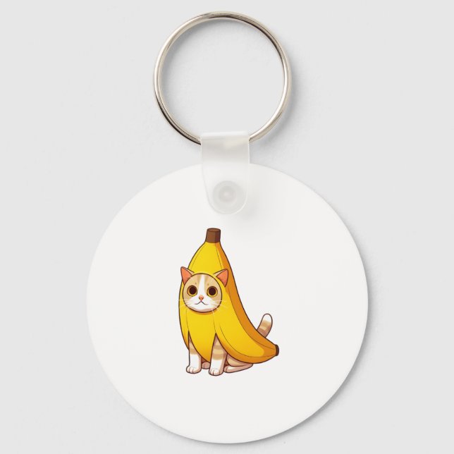 Katt i Banana Costume Nyckelring (Framsida)