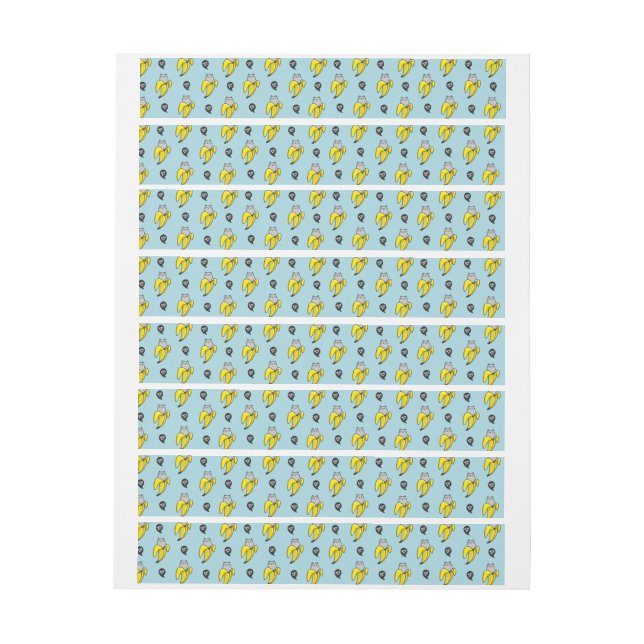 Katt i bananer etikettband (Ark)