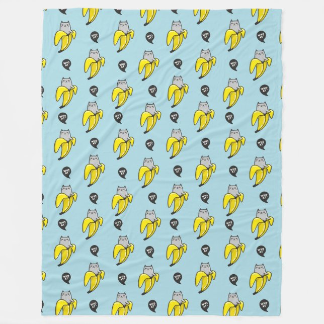 Katt i bananer fleecefilt (Framsidan)