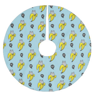 Katt i bananer julgransmatta borstad polyester