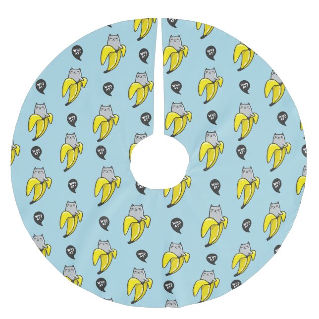 Katt i bananer julgransmatta borstad polyester (Framsidan)