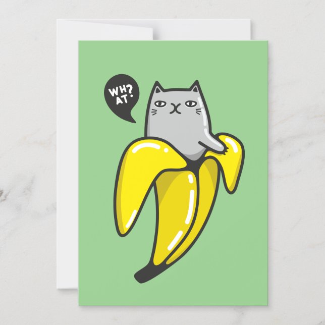 Katt i bananer magnetisk inbjudningskort (Framsida)
