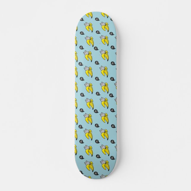 Katt i bananer mini skateboard bräda 18,5 cm (Framsida)