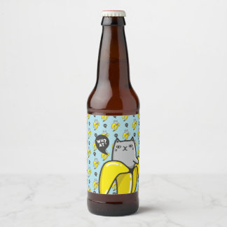 Katt i bananer ölflaska etikett