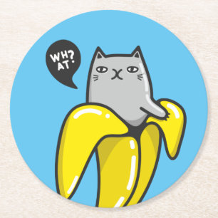 Katt i bananer underlägg papper rund