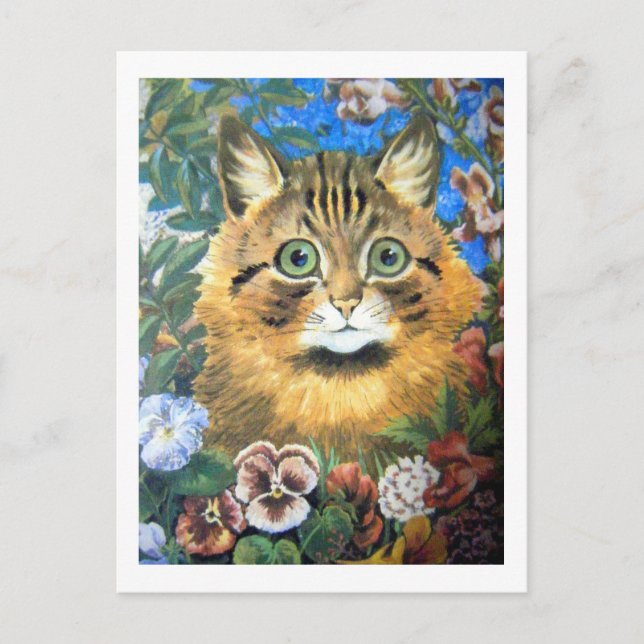 Katt i blomman, Louis Wain Vykort (Framsida)