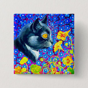 Katt i blommor knapp