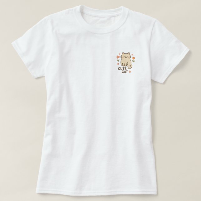Katt i blomning t shirt (Design framsida)