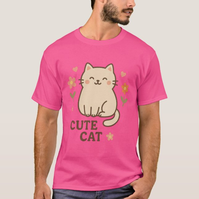 Katt i blomning t shirt (Framsida)