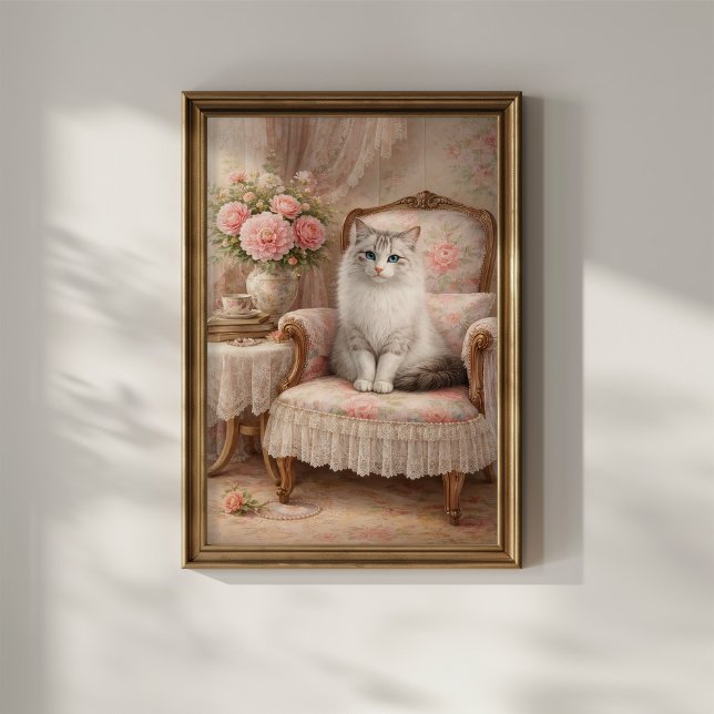 Katt i blomsterfåtölj poster (Skapare uppladdad)