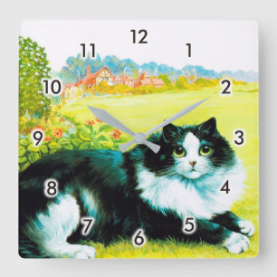 Katt i Blomsterträdgården, Louis Wain Fyrkantig Klocka