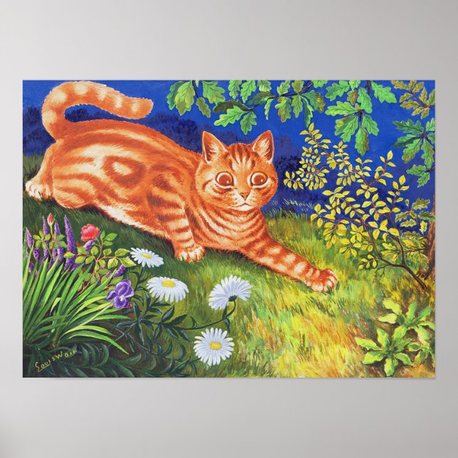 Katt i blomsterträdgården, Louis Wain Poster (Framsidan)