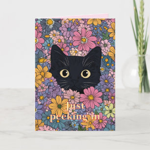 Katt i Blomsterträdgårdens designhälsningskort Helgkort