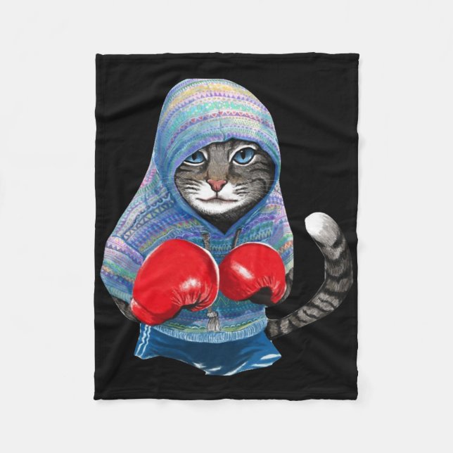 Katt i Boxing Kostym Fleecefilt (Framsidan)