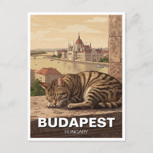 Katt i Budapest Ungerns parlament Bygger resande Vykort