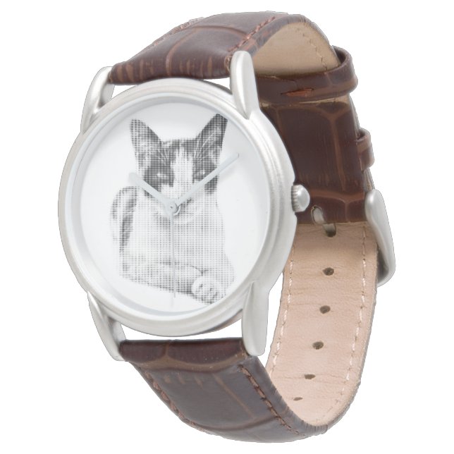 Katt i calicomonster Minimal Halftone Armbandsur (Vinklad)