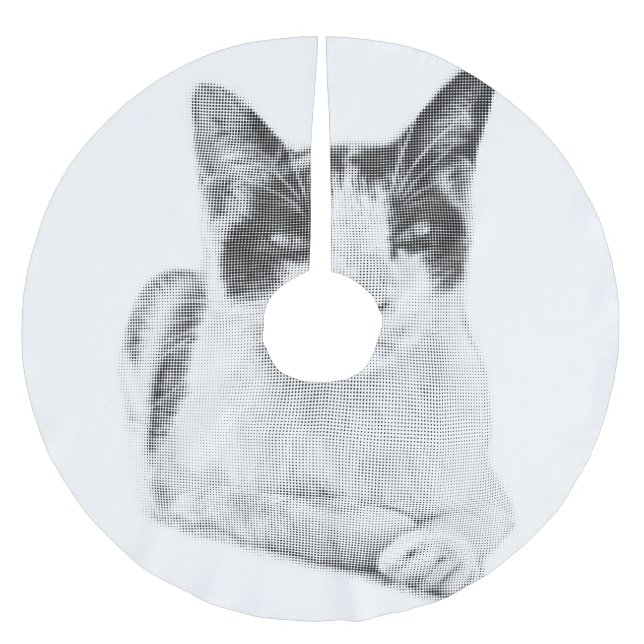 Katt i calicomonster Minimal Halftone Julgransmatta Borstad Polyester (Framsidan)