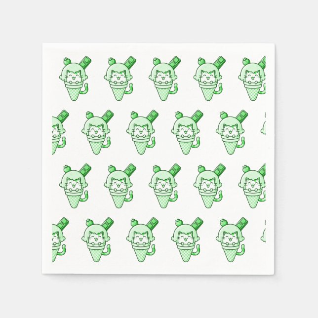 Katt i Cone-Grönten Pappersservett (Framsidan)