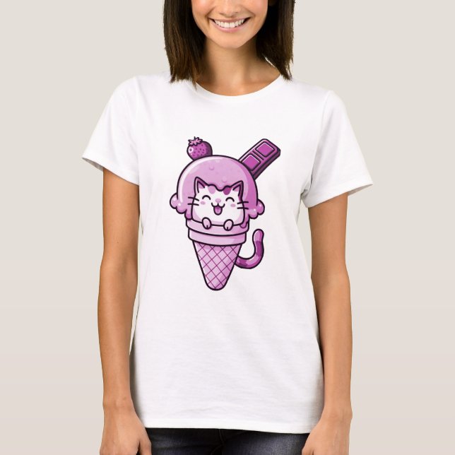 Katt i Cone-Rosa T Shirt (Framsida)
