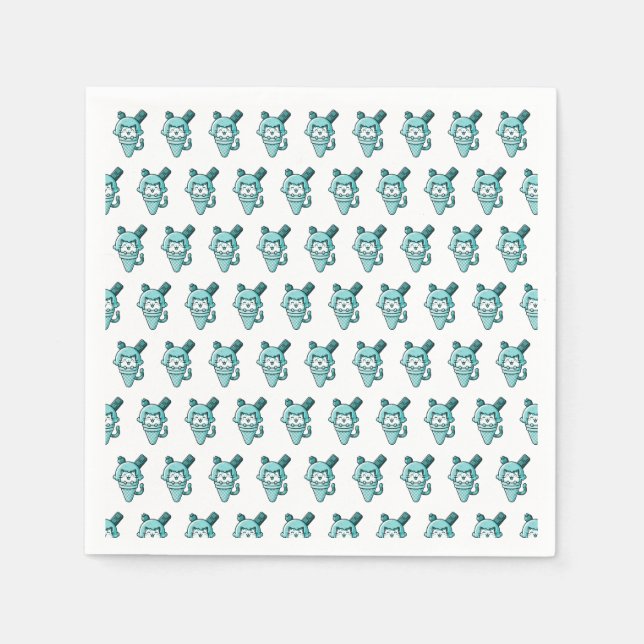 Katt i Cone Teal Pappersservett (Framsidan)