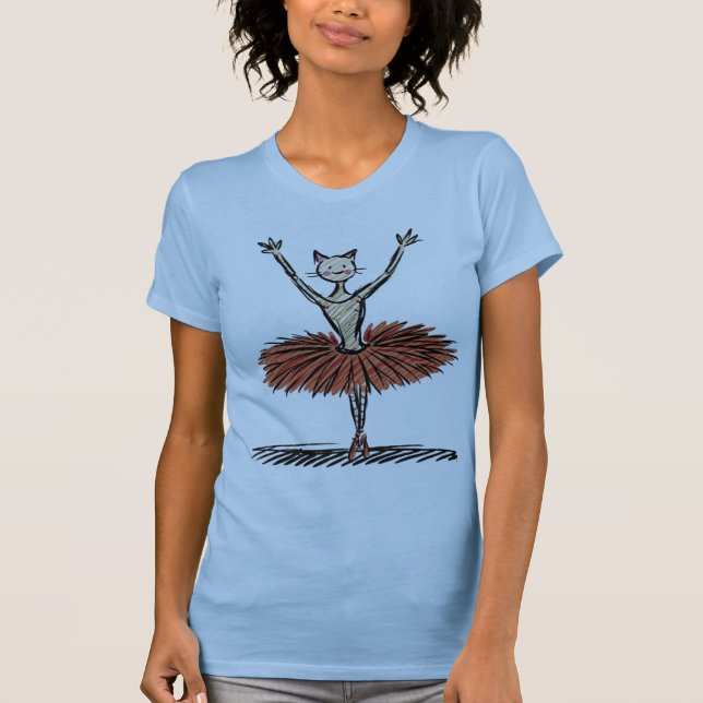 Katt i Dancing Ballet T Shirt (Framsida)