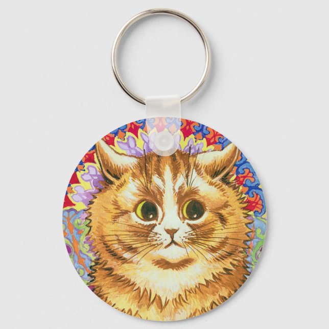 Katt i dekorativa Mönster, Louis Wain Nyckelring (Framsida)