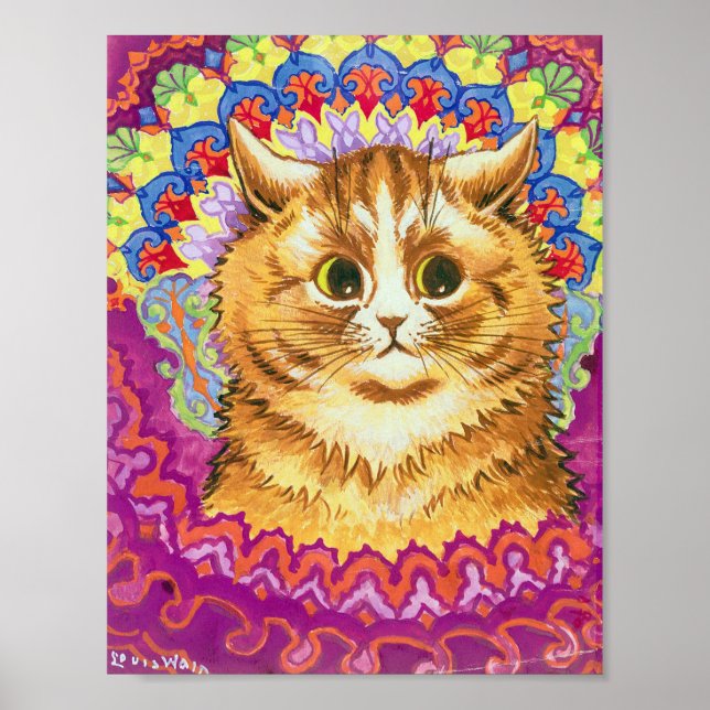 Katt i dekorativa Mönster, Louis Wain Poster (Framsidan)