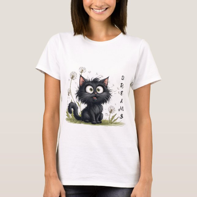 Katt i delstaten Fluffy Dandelions T Shirt (Framsida)