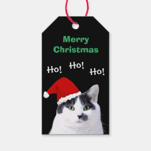 Katt i den Santa hatten Presentetikett