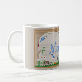 Katt i den trädgårds- muggen kaffemugg