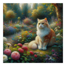 Katt i den vackra trädgården perfect poster