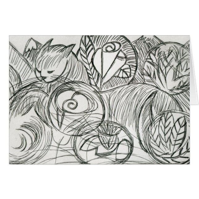 Katt i Dreamtime Hälsningskort (Framsidan Horizontal)