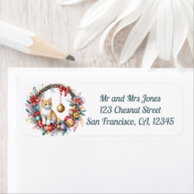 Katt i en Blommigt vid jul, andedräkt 2-Returadres