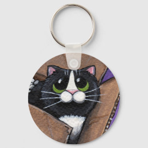 Katt i en boxas Keychain Nyckelring