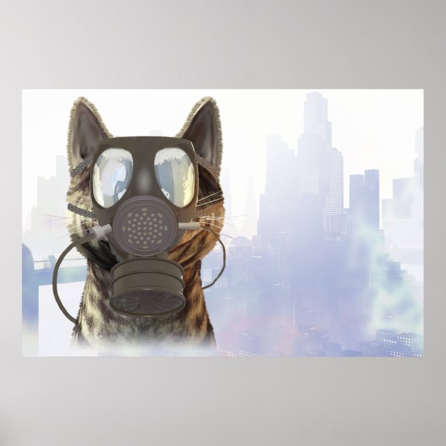 Katt i en gasmaskekologi poster (Framsidan)