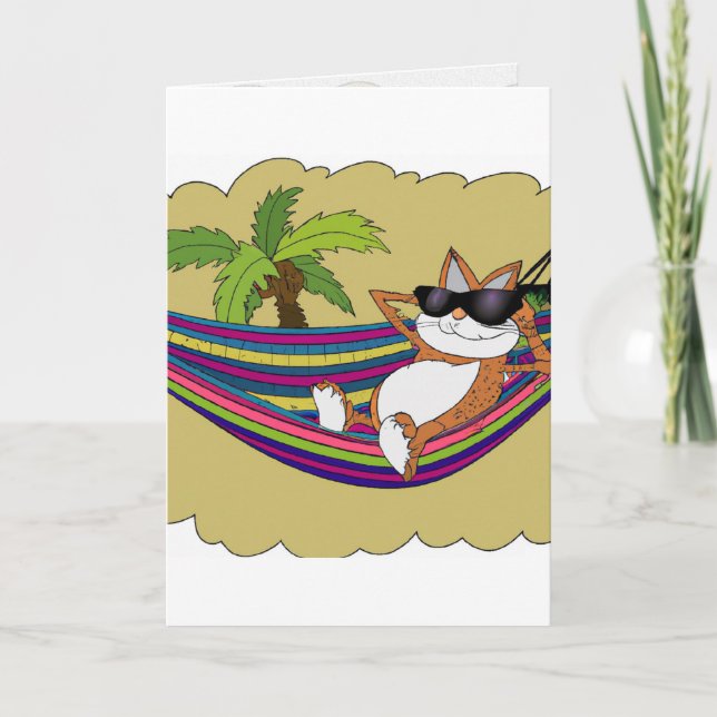 Katt i en hängmatta Grafisk konstkort Kort (Framsida)