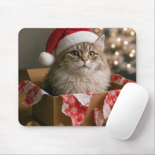 Katt i en julklappslåda musmatta