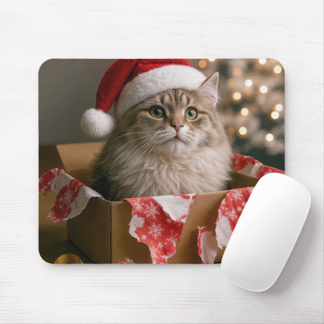 Katt i en julklappslåda musmatta (Med mus)