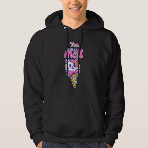 Katt i en kon får jag smälta isgam Kärlek Hoodie
